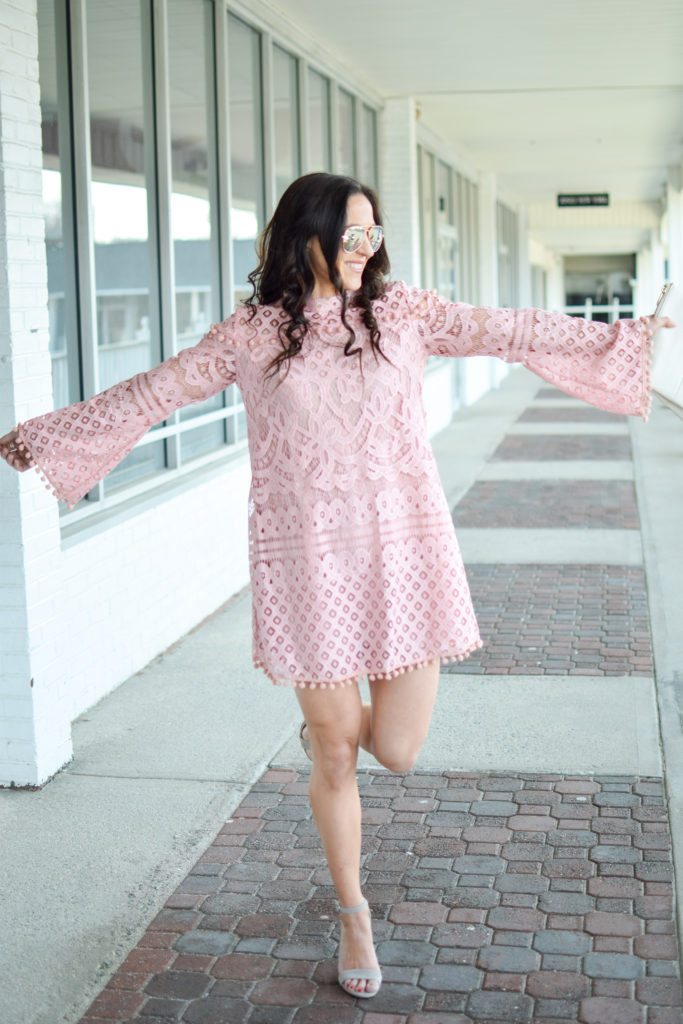 Pink Lace Dress | SheIn Fashion | Fit Mommy in Heels