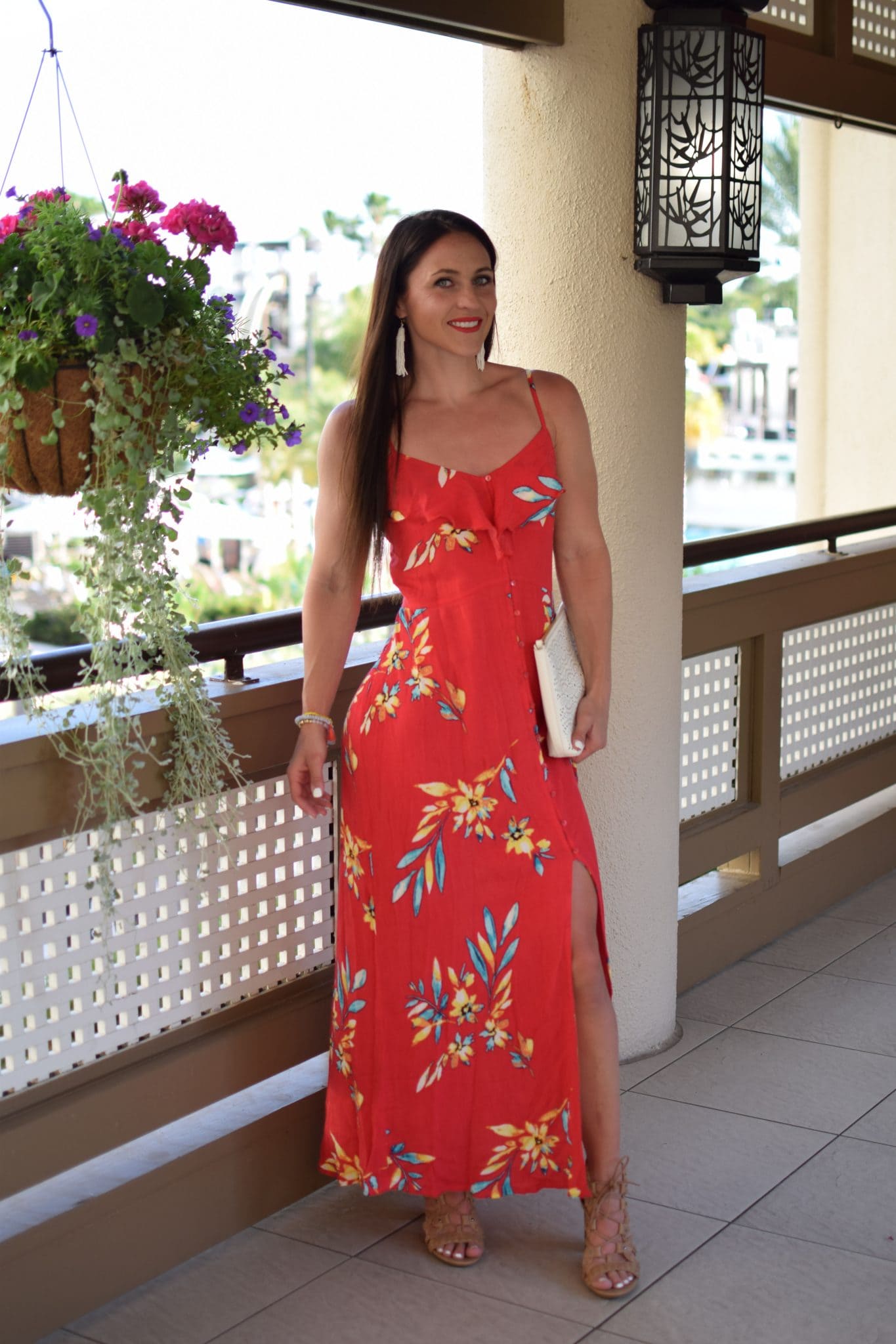 red floral maxi  - Our Stay at Orlando World Center Marriott by popular New Jersey travel blogger Fit Mommy in Heels