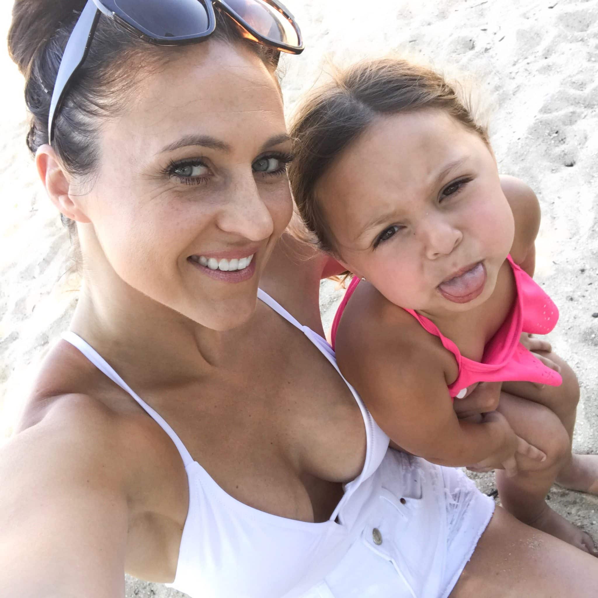 mother and daughter at the beach
