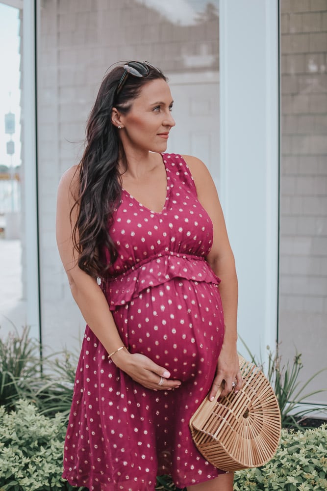 pregnant woman in maternity dress
