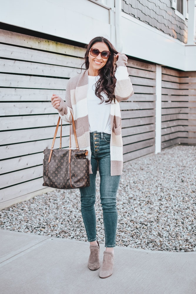 striped cardigan