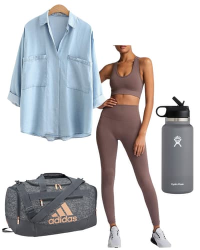 https://fitmommyinheels.com/wp-content/uploads/2022/12/yoga-pants-outfit-idea-for-women-yoga-set-denim-shirt-gym-bag-water-bottle.jpg