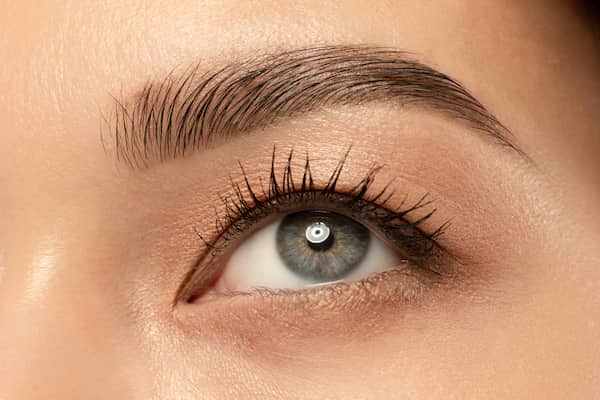 A close-up shot of a woman's eyebrows and eyelashes.