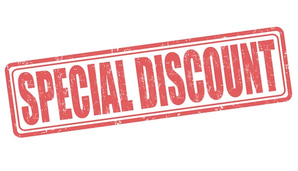 A sign that says "special discount" in red.