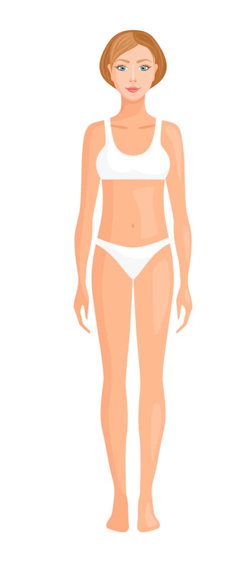 A woman with a rectangle shape figure.