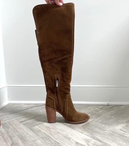 A women's tall brown boot.
