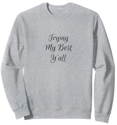 A grey hoodie sweatshirt that says "trying my best" on the front.