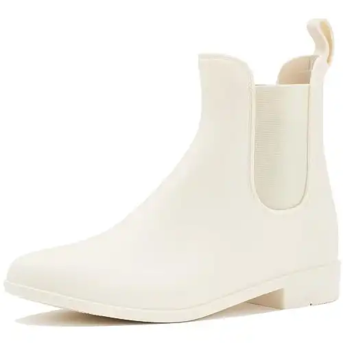 babaka Rain Boots for Women Waterproof Ankle Rain Shoes for Ladies Chelsea Boots White Size 6