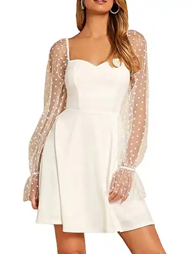 White Dress With Mesh Sleeves