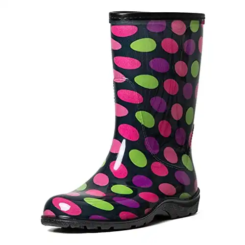 K KomForme Rain Boots for Women Waterproof- Colorful Mid-Calf Rain Garden Boots with Comfort Insole Ladies Short Rain Boots