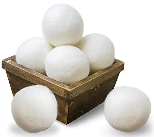 SnugPad Wool Dryer Balls XL Size 6 Pack, Natural Fabric Softener 100% Organic Premium New Zealand Wool, No Fillers, Anti Static, Lint Free, Odorless, Chemical Free and Reduces Wrinkles, 1000+ Loads, B...