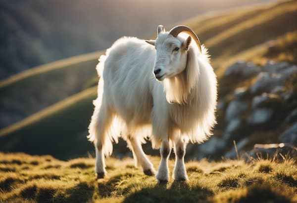A photo of a goat in the wild.